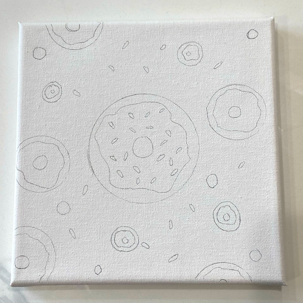 7in x 7in Presketched canvas ( Donut)